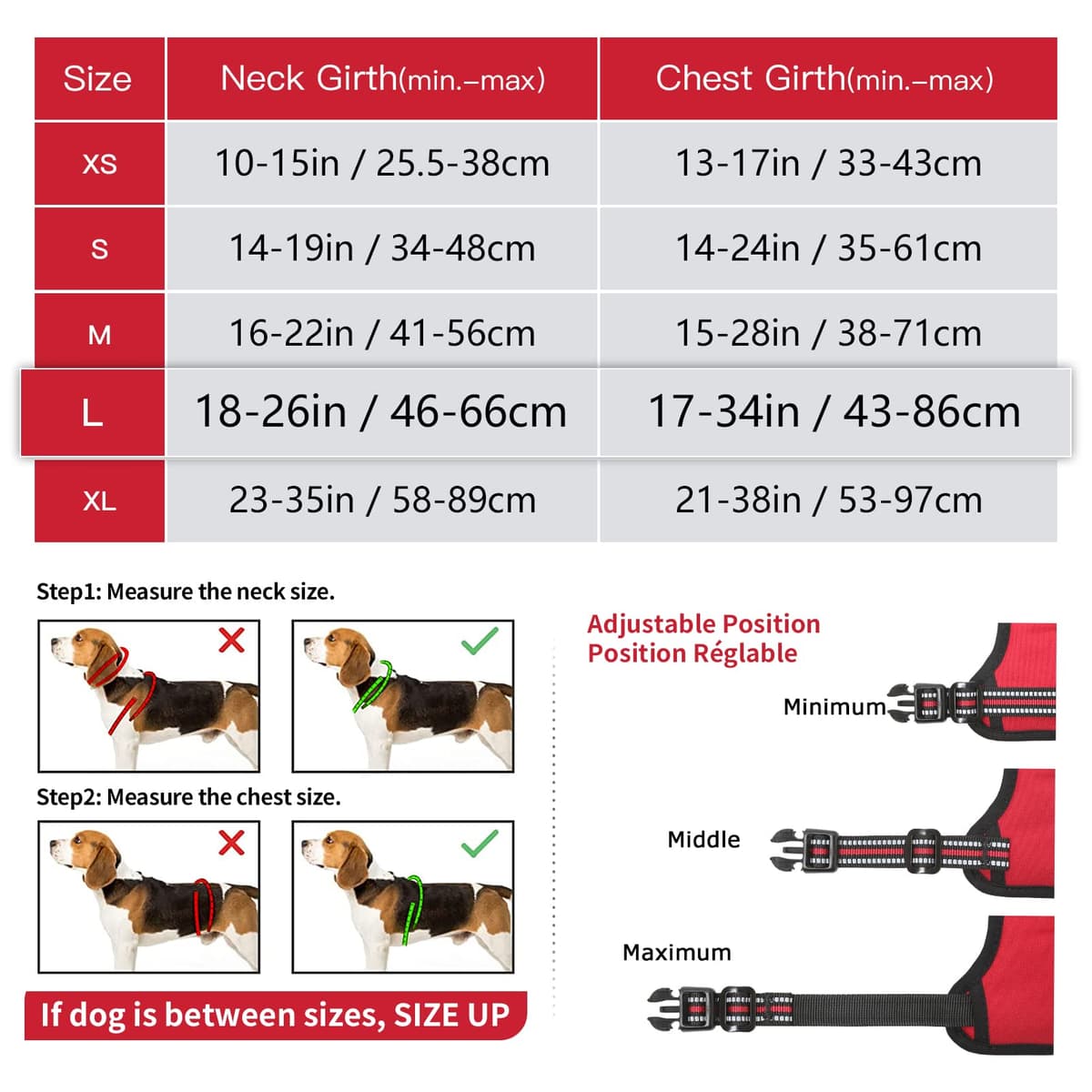 HEELE Arnés Antitirones, Suave y Acolchado para Perro Grande - Chaleco Reflectante y Ajustable con Múltiples Utilidades, Rojo, L — view 4
