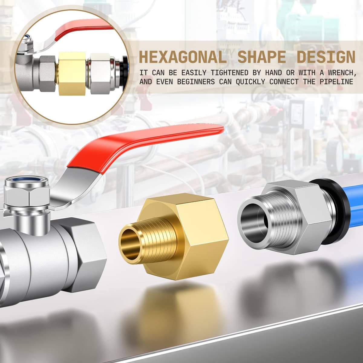 Bwintech 2 Uds 3/8 "hembra a 1/8" macho BSP rosca latón buje hexagonal conector reductor para conversión de conexión de tubería — view 5