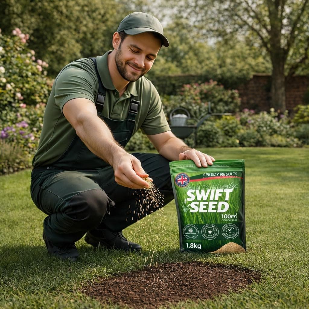 1.8kg Grass Seed by Swift Seed Covers 100m² Premium Fast Growing, Hard-Wearing Lawn Rapid Growing Germinating Lawns, Patch Repair & Overseeding -UK Climate Blend EEC Rule & Standards (All Year, 1.8kg) — view 5