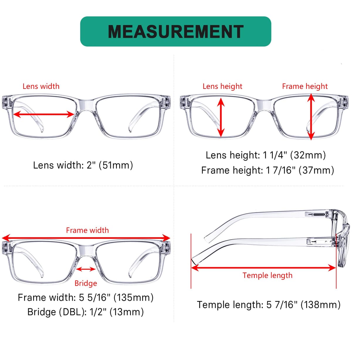 Eyekepper Pack de 5 Gafas de Lectura para Hombre y Mujer Retro Plástico Bisagras de Resorte, Transparente +2.50 — view 5