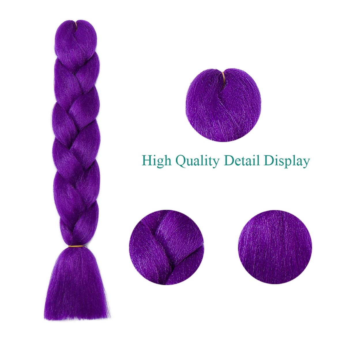 24" Braiding Hair Extension Jumbo Braids Synthetic 3bundles/pack Crochet Hair Afro Box Braid Heat Resistent (Dark Purple) — view 2