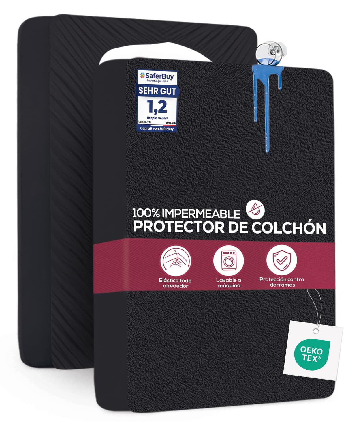 Utopia Bedding Protector Colchón 90 x 190 x 40 cm Impermeable, Certificación Oeko-Tex Funda Colchón, Cubre Colchón Transpirable, Elástico En Todo El Contorno — view 12