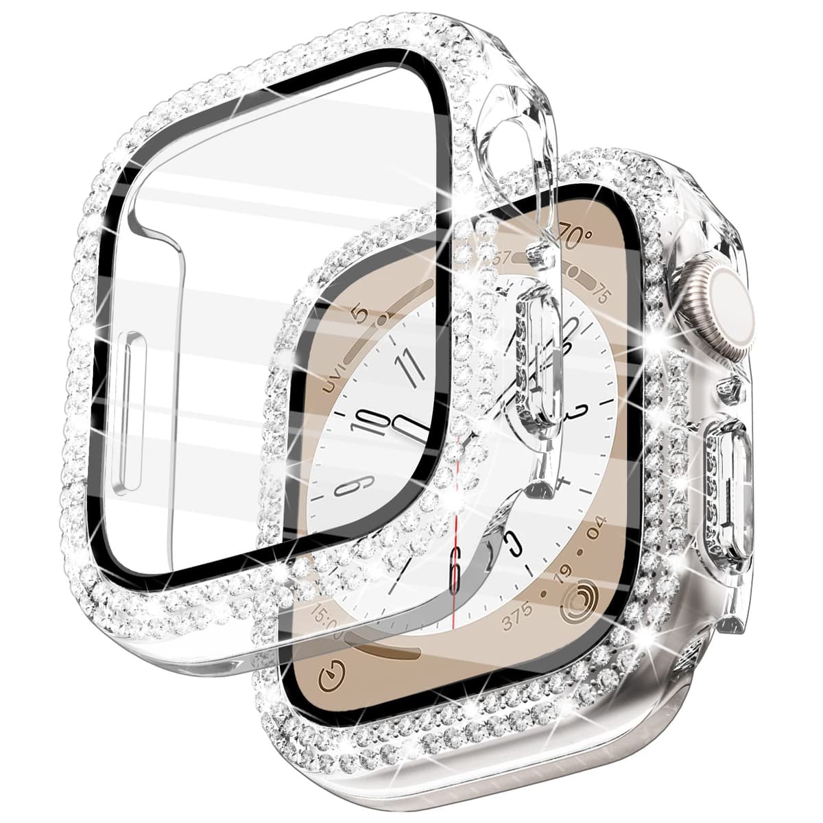 WINGLE Compatible with Apple Watch Screen Protector 38mm Series 3 2 1, Women Shiny Diamond Cover with Tempered Glass Screen Protector for apple watch Case 38mm, Clear — view 27