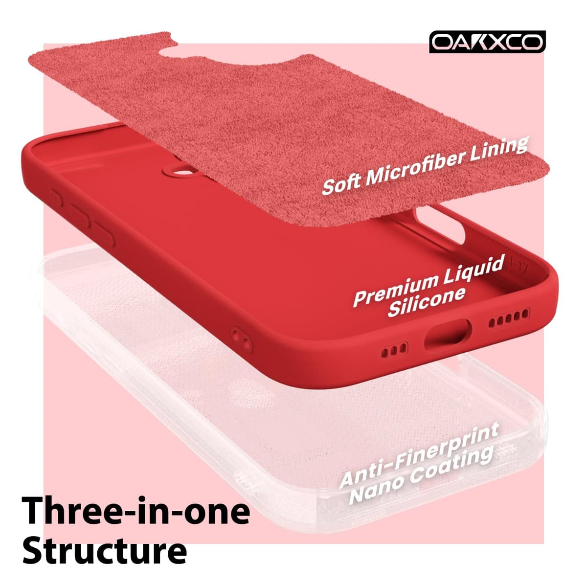 oakxco for iPhone 17 Pro Max Phone Case Liquid Silicone, Cute Thin Slim Grip Soft Rubber Gel for Women Men, Smooth Matte TPU Plain Solid Color Girly Simple Case with Camera Cover, Light Pink — view 839