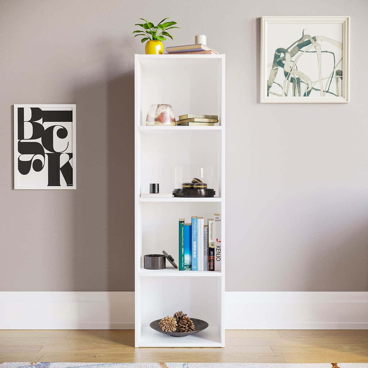 Vida Designs Oxford 4 Tier Cube Bookcase, White Wooden Shelving Display Storage Unit Office Living Room Furniture — view 2