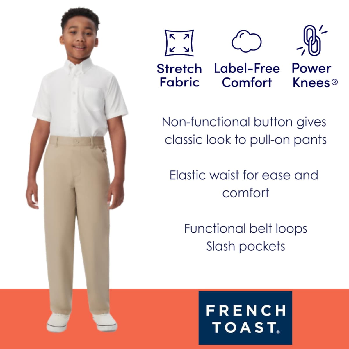French Toast Boys Pull-On Relaxed Fit School Uniform Pant (Standard & Husky) — view 3