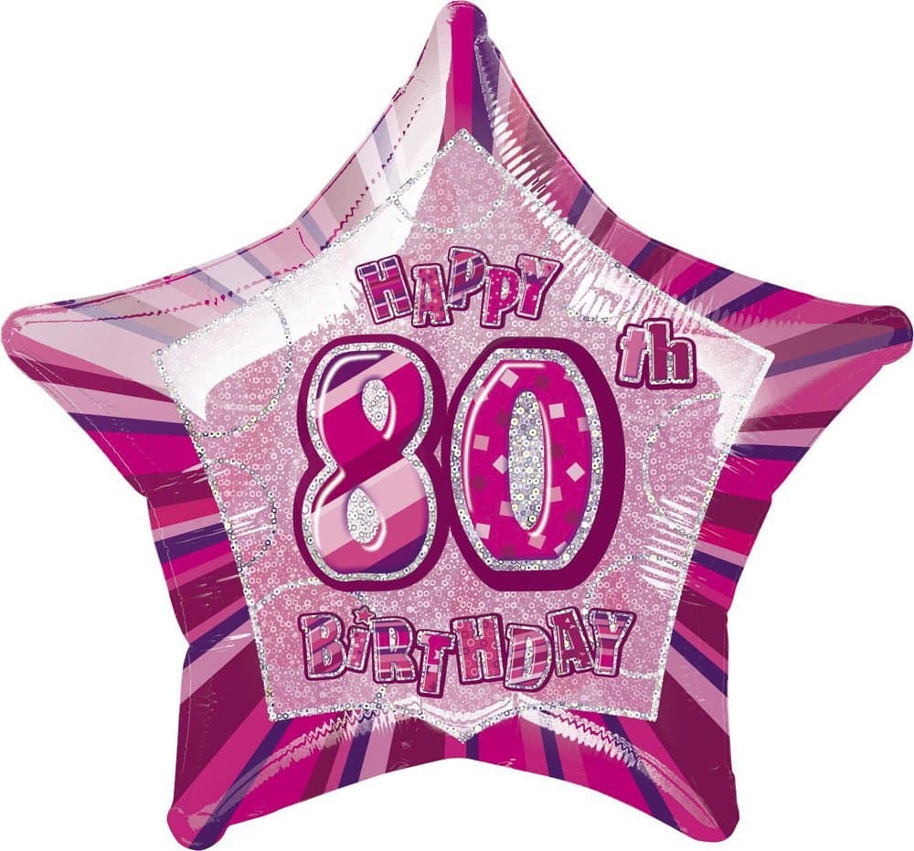 Unique Party 92068 - 9ft Foil Glitz Pink Happy 80th Birthday Banner — view 192