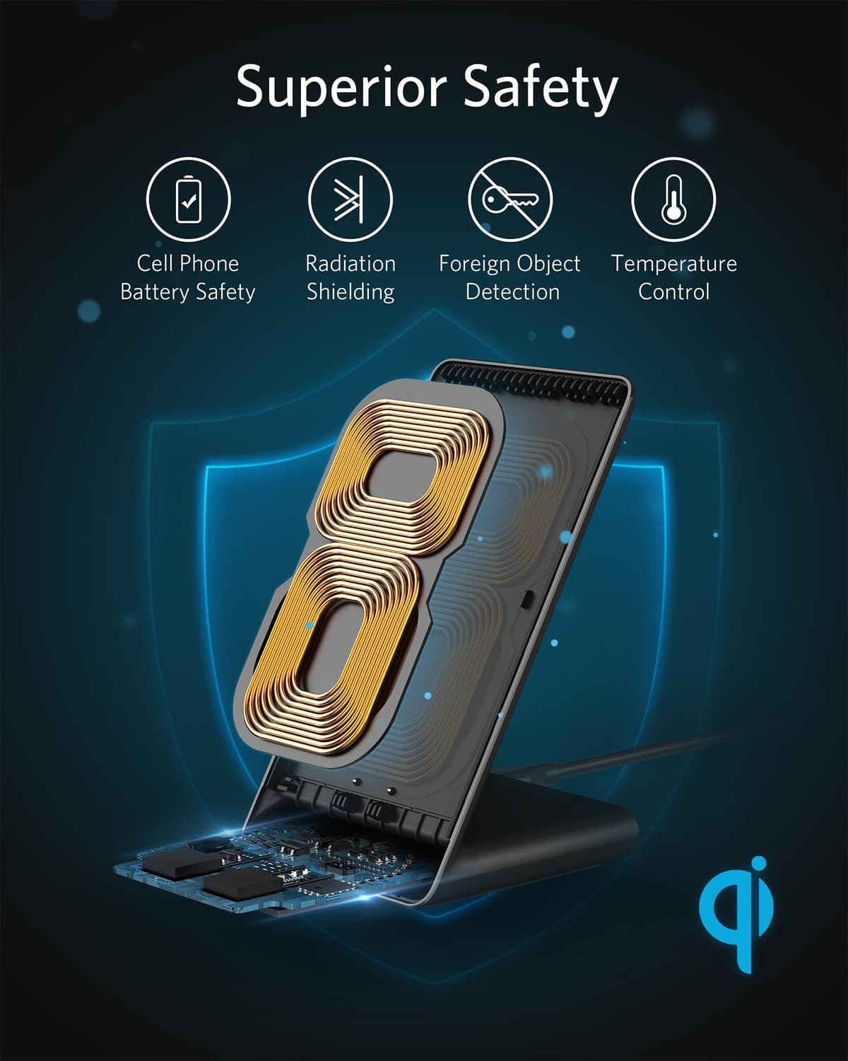 Anker Wireless Charger, PowerWave Stand, Qi-Certified for iPhone 15/14/13/12 Series, SE, 11, 11 Pro, 11 Pro Max, XR, Xs Max, 10W Fast-Charging Galaxy S20 S10 S9 S8, Note 10 (No AC Adapter) — view 5