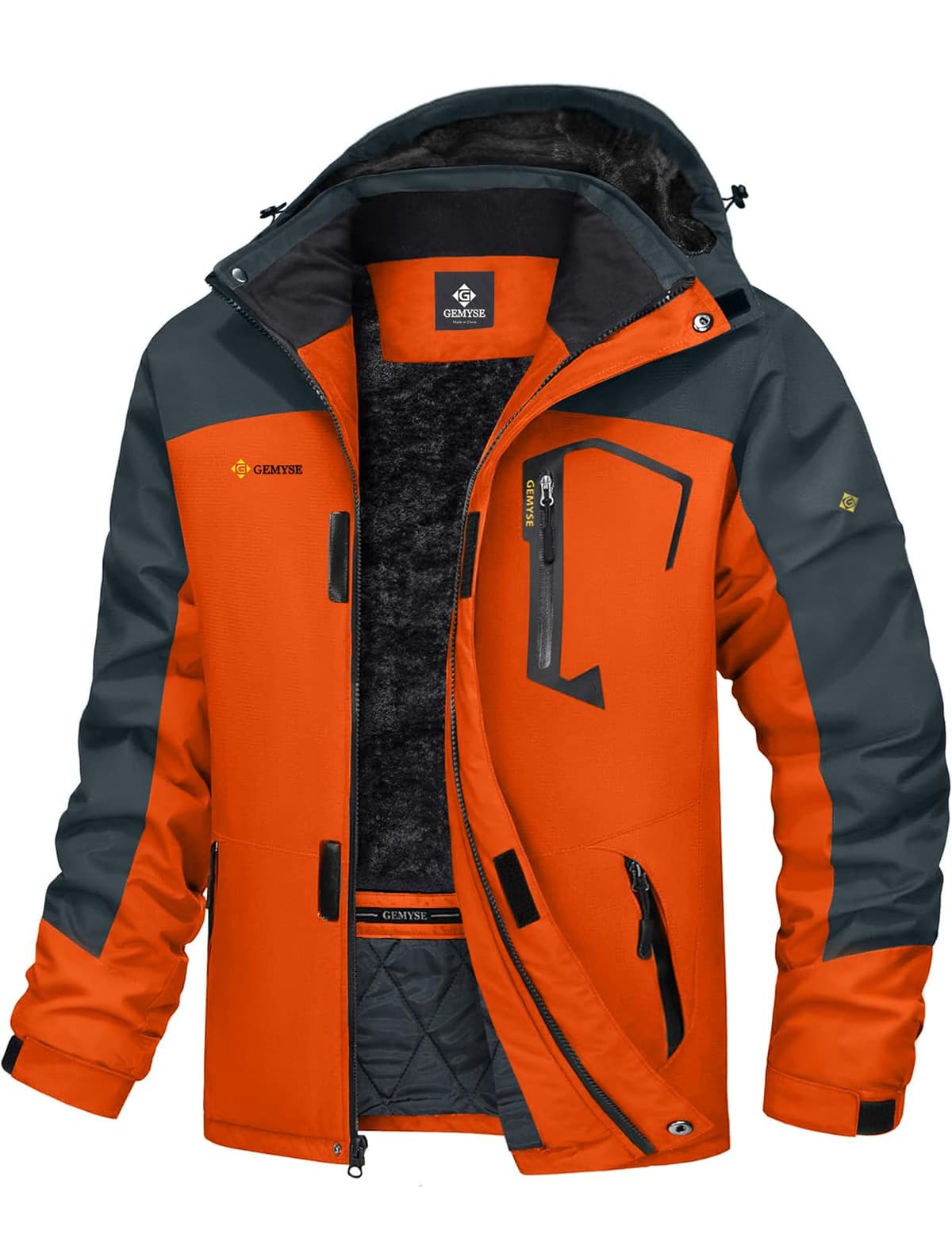 GEMYSE Chaqueta de Esquí Impermeable de Montaña para Hombre Abrigo de Invierno al Aire Libre de Lana a Prueba de Viento con Capucha — view 14