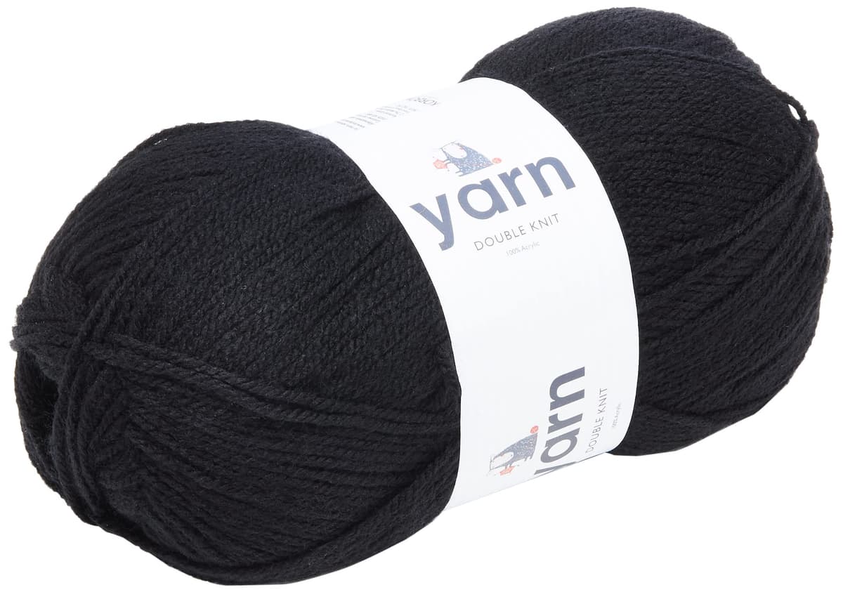 KORBOND DK Black Yarn - 100g Acrylic Wool - Lightweight, Hypoallergenic & Durable Double Knit Crochet Yarn Knitting Wool (290m Total)