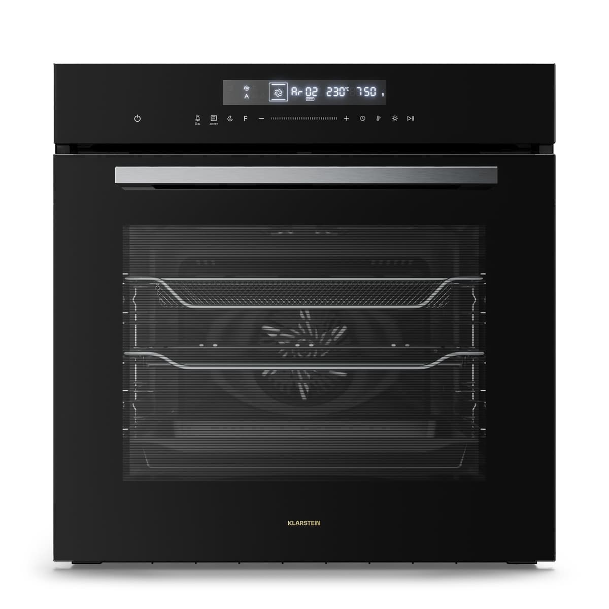 Klarstein Airjet Built In Oven - 72L Electric Oven with Airfryer Mode, 13 Cooking Functions, Touch Control, Enamel Interior, A++ Energy, Triple Glazed, Integrated Single Oven, Black