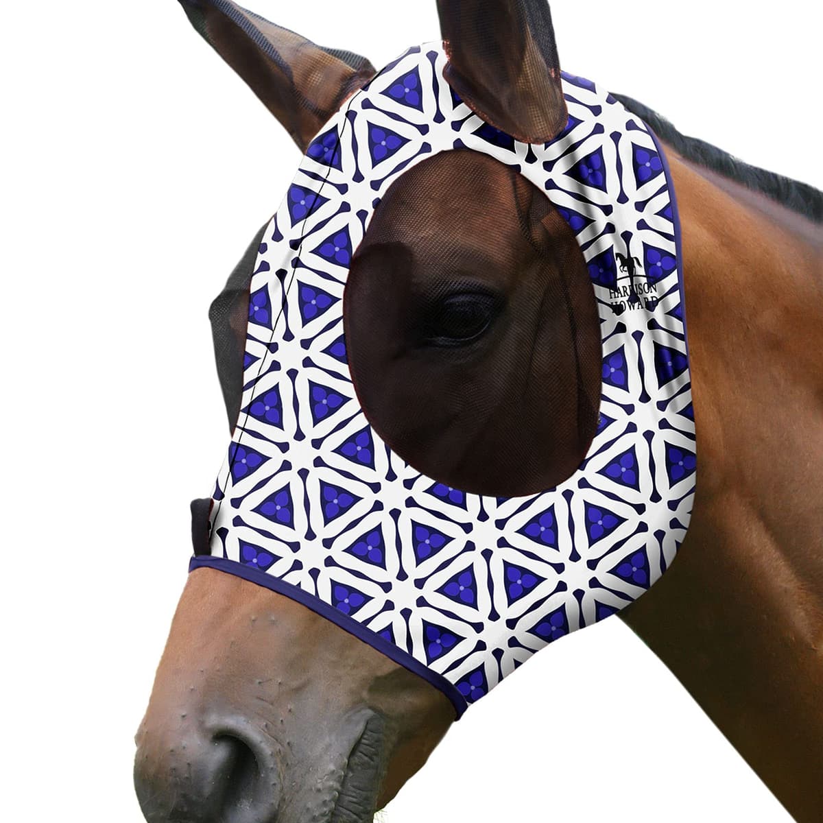 Harrison Howard Máscara elástica para Moscas de Caballo, excelente Comodidad con protección UV, máscara estándar para Caballos, Azul Marino M — view 13