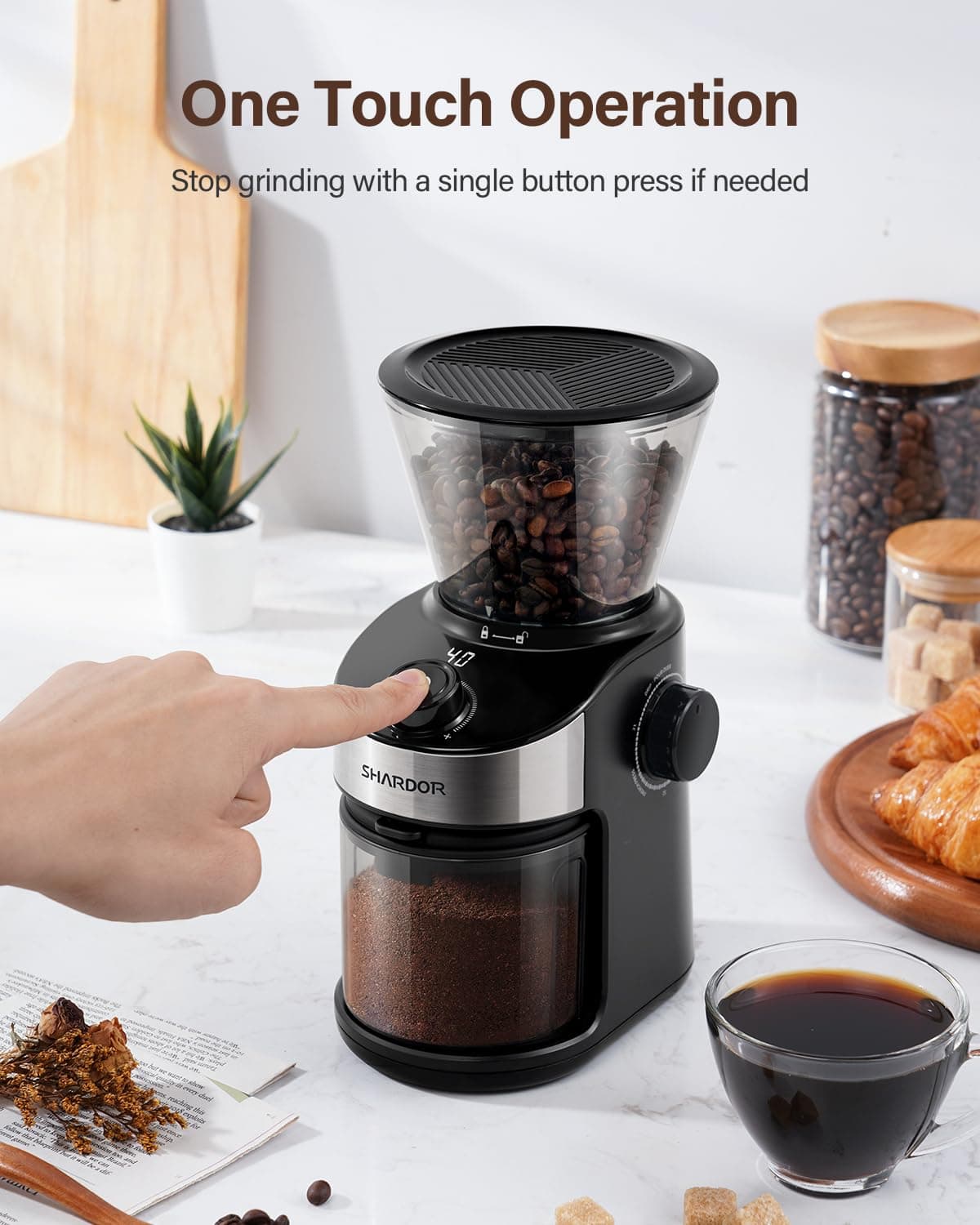 SHARDOR Burr Coffee Grinder Electric with 32 Grinding Sizes — view 4