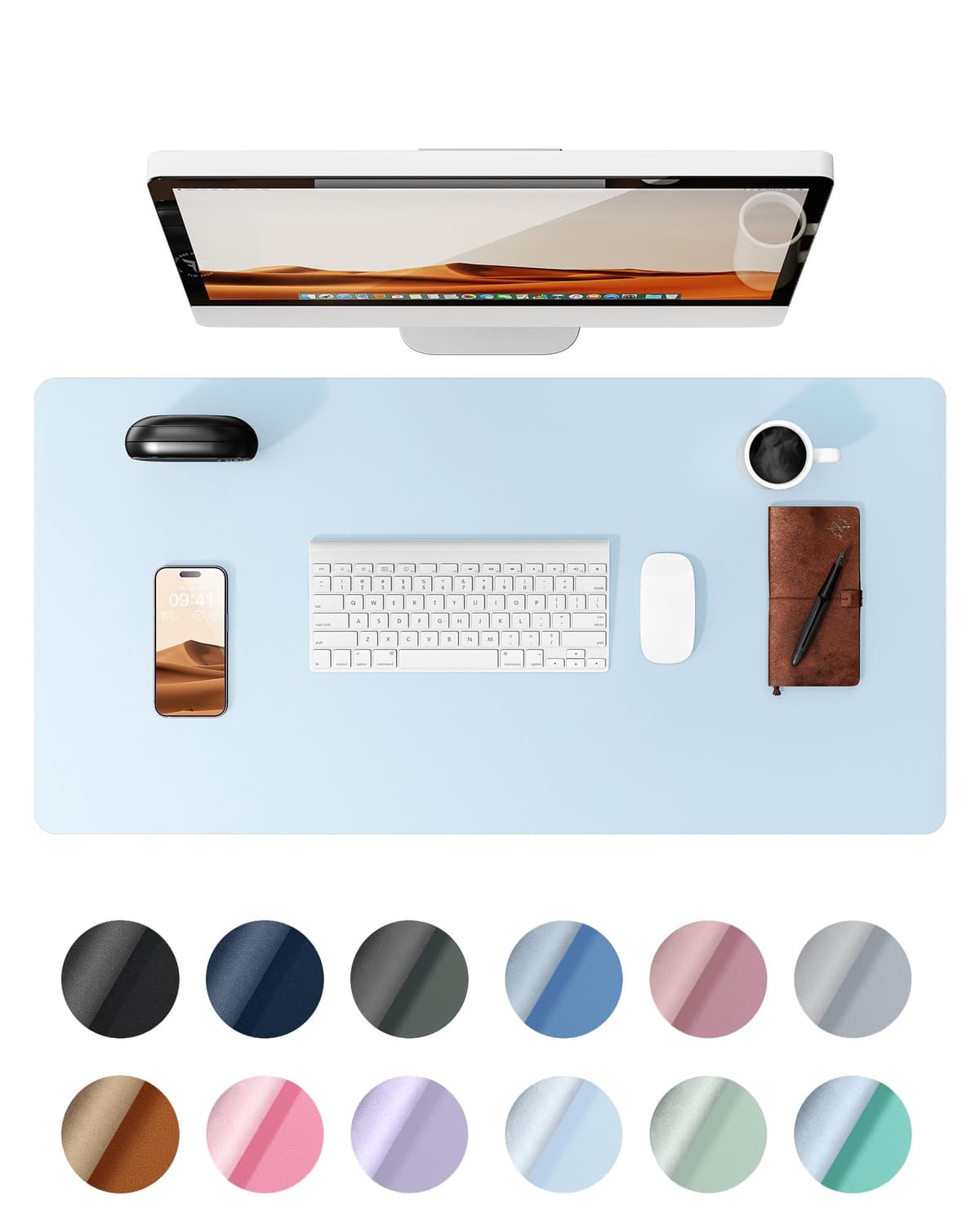 YSAGi Leather Desk Mat, Large Mouse Mat, Non-Slip Desk Pad, Waterproof Leather Table Protector Writing Pad for Office and Home (60 x 35 cm, Black) — view 12