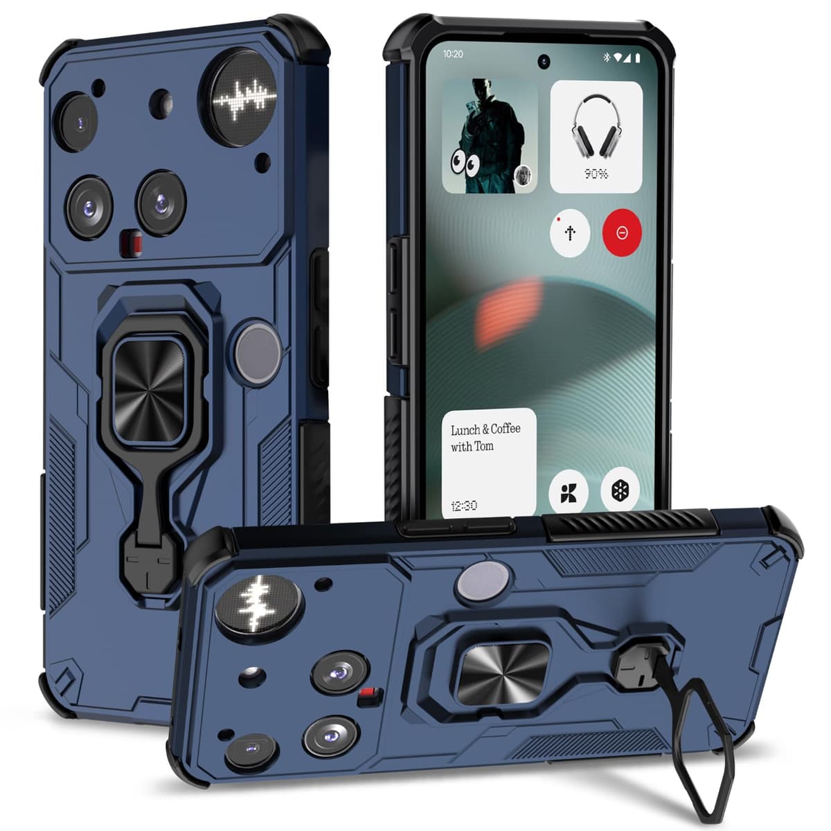 Funda para CMF Phone 2 Pro, Carcasa Antigolpes con Soporte anular metálico, Case Protectora de Grado Militar, Negro — view 551