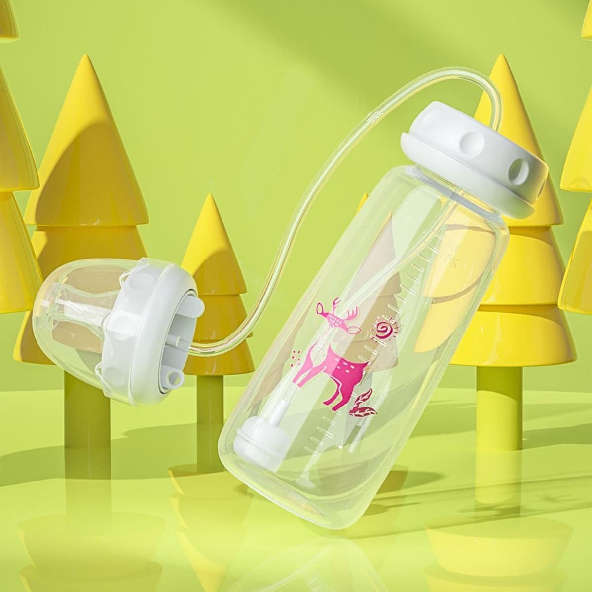 Anti-Colic Babys Bottles, 240ml Hands Free Anti-Colic Babys Bottle, Silicone Hands Free Wide Neck, Adjustable Fast Flow Milk Bottle, for Parents Indoor Outdoor Home Bedroom Nursery Hotel Travel — view 3