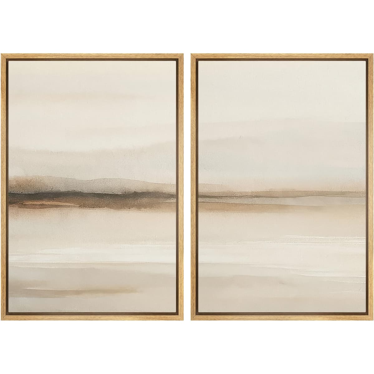 MUDECOR Framed Canvas Print Wall Art Set Watercolor Pastel Duotone Tan Landscape Abstract Shapes Illustrations Modern Art Decorative Contemporary for Living Room, Bedroom, Office - 24"x36"x2 Natural — view 12