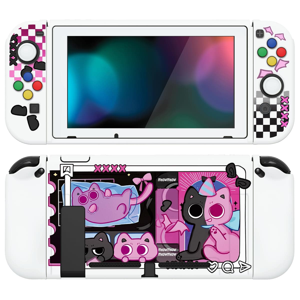 playvital ZealProtect Soft Protective Case for Nintendo Switch, Flexible Cover Protector for Switch with Screen Protector & Thumb Grip Caps & ABXY Direction Button Caps - Cherry Bunny & Cherry Bear — view 60