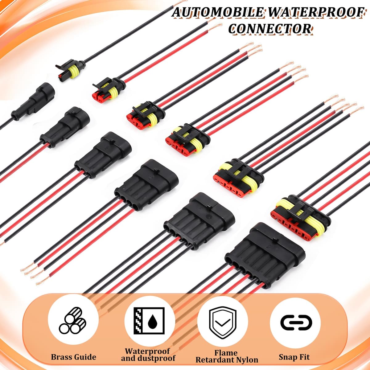 808 Pieces Waterproof Connector for Automotive, Electrical Connector Waterproof 1/2/3/4/5/6 Pins, Terminal Plug Connectors Sealed, Waterproof Car Connector for Motorcycle Scooter Car Boat — view 3