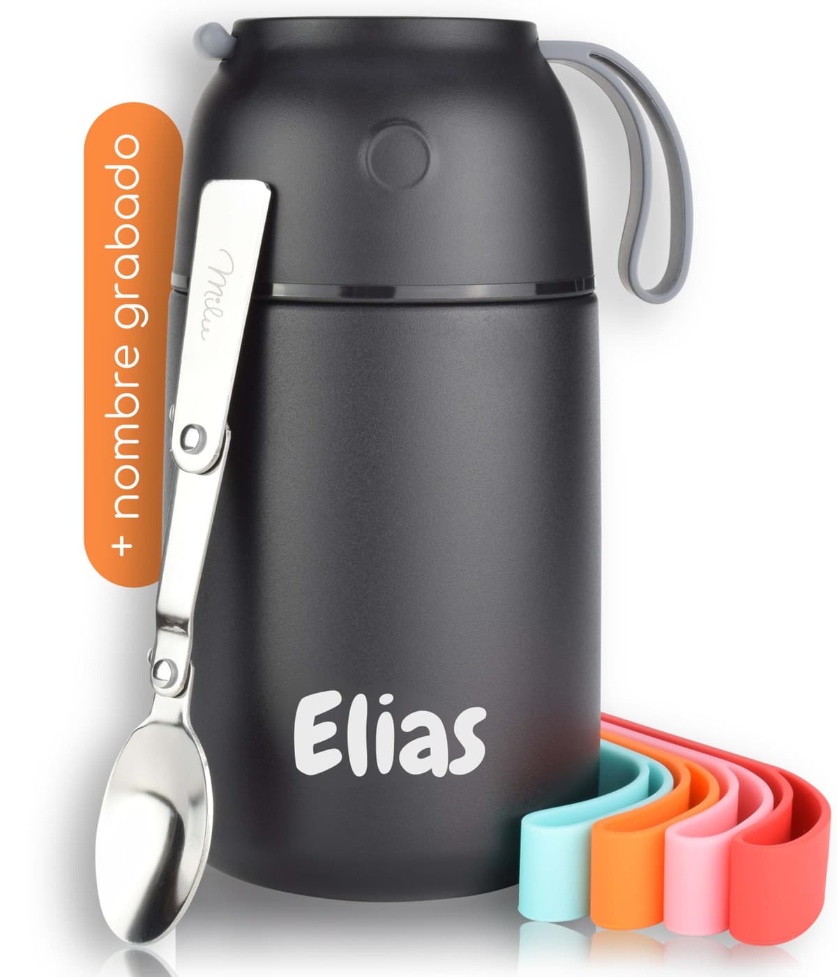Milu Termo para Comida 450 ml Taza Aislada, Botella de Acero Inoxidable Aislada Alimentos, Beber y sopa de los niños de adultos Térmico (450ml/Verde Azul) — view 17