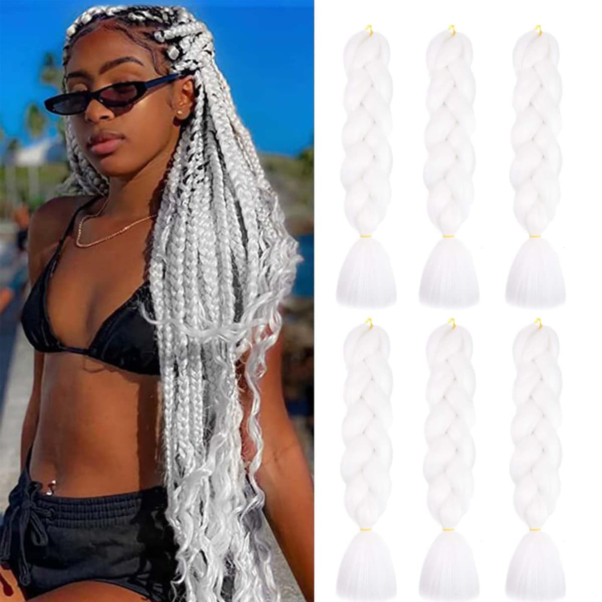 60cm Extensiones de Pelo Trenzas Africanas Castaño Oscuro Extensiones para Trenzas Africanas 1 pcs 100g Kanekalon Pelo para Trenzas Africanas Sintetico Extensiones de Trenzado Cabello Braiding — view 166