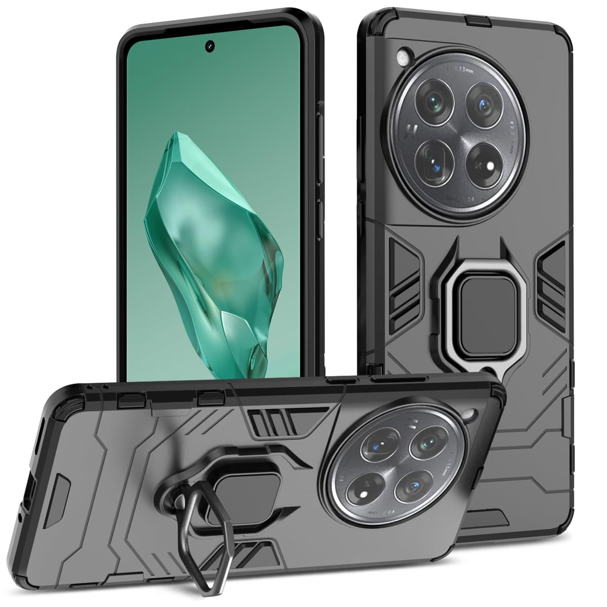 Funda para CMF Phone 2 Pro, Carcasa Antigolpes con Soporte anular metálico, Case Protectora de Grado Militar, Negro — view 1173