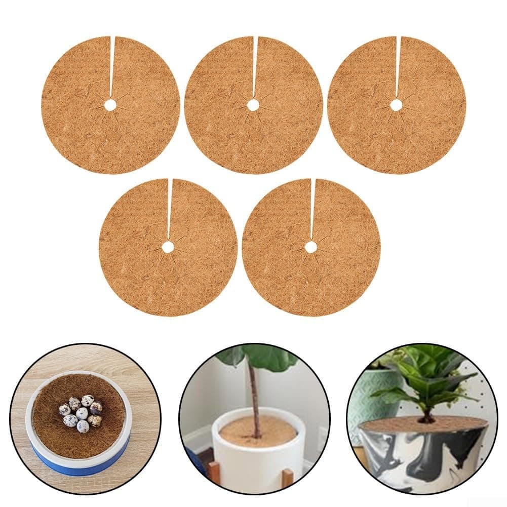 Natural Round Flat Mat Crafted from Coconut Husk Fibers to Protect Plant Stems and Minimize Unwanted Grass Spread in Ground Beds (23CM) — view 4