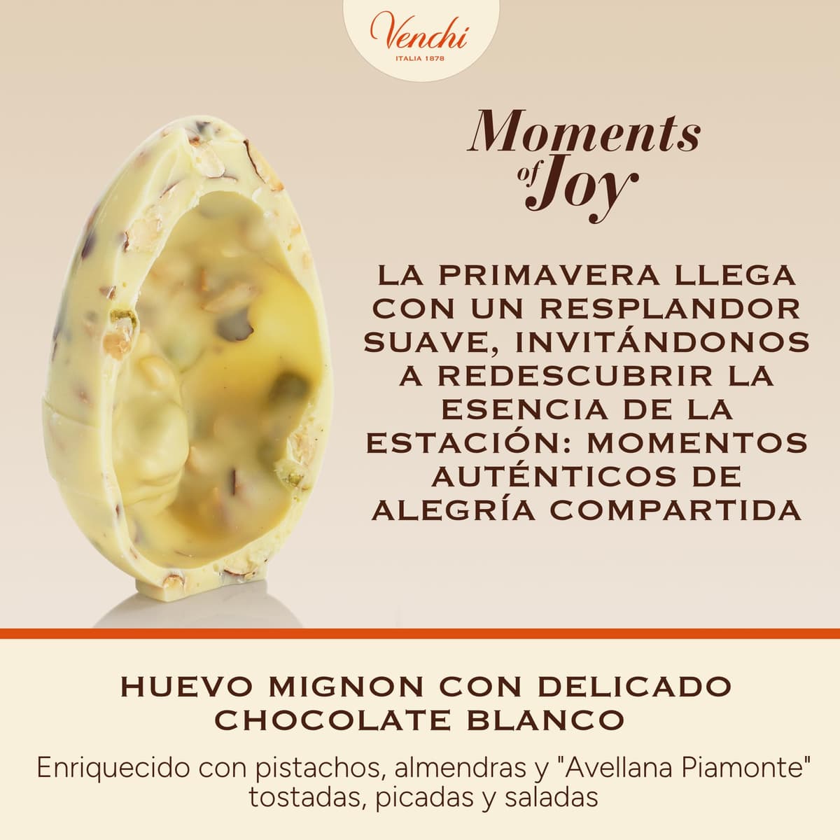Venchi - Huevo de Chocolate Mignon Blanco Salado, 70 Gr, con Pistachos, Almendras y "Avellana Piamonte", Sin Gluten, Colección de Pascua Venchi, Idea de Regalo — view 4