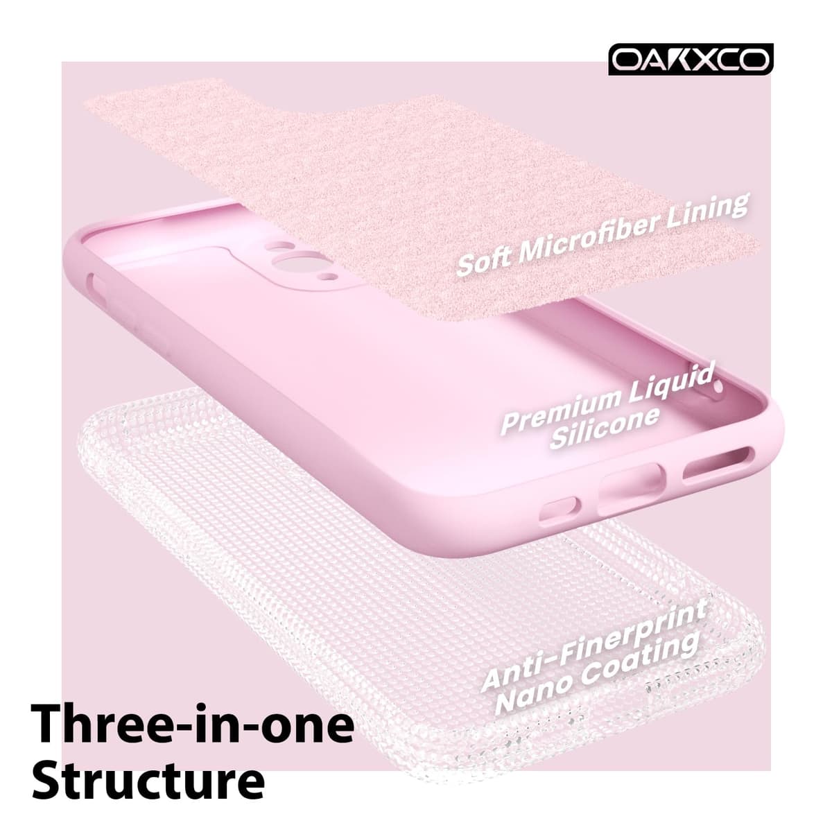 oakxco for iPhone 17 Pro Max Phone Case Liquid Silicone, Cute Thin Slim Grip Soft Rubber Gel for Women Men, Smooth Matte TPU Plain Solid Color Girly Simple Case with Camera Cover, Light Pink — view 705