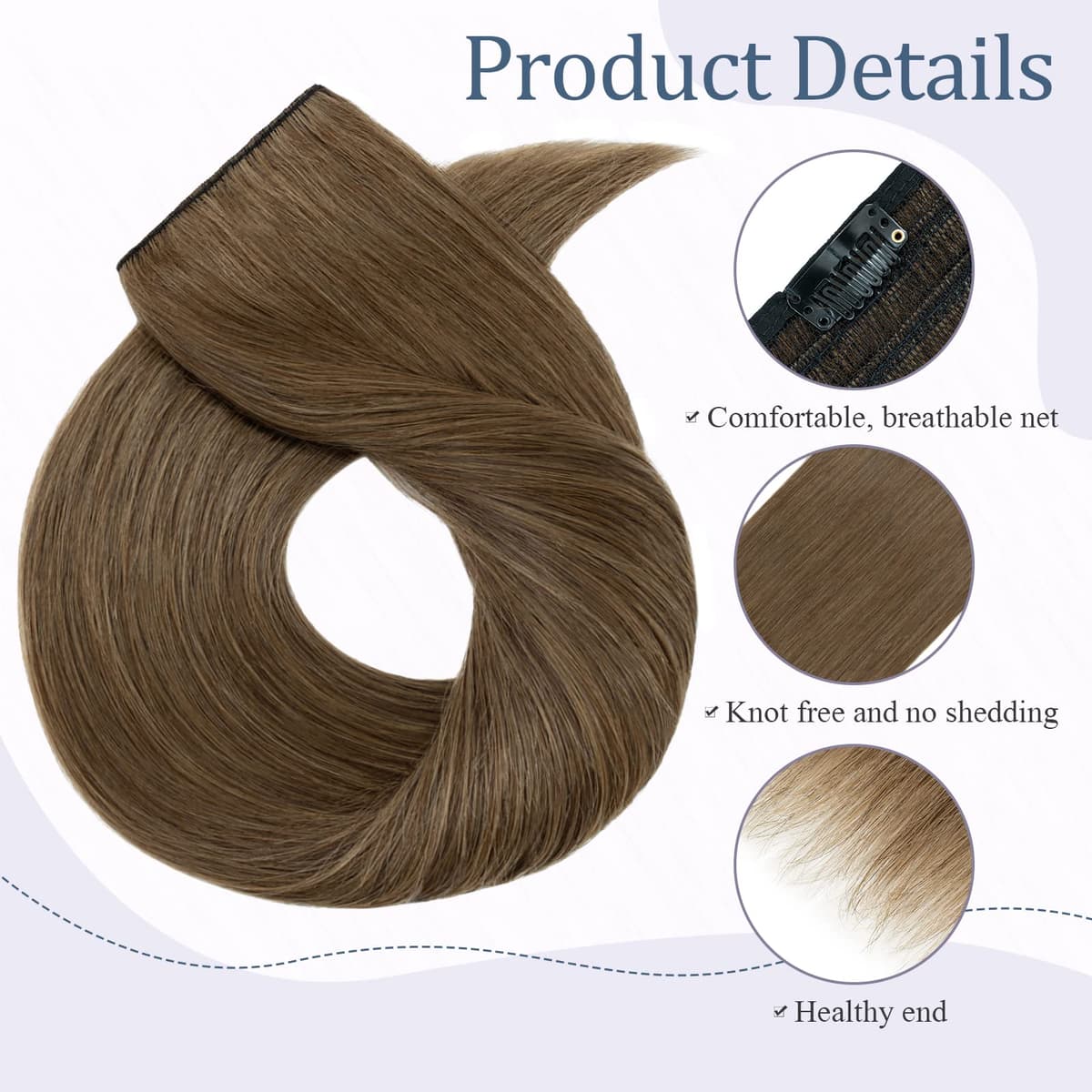Silk-co 10inch Hair Extensions Clip in Hair Extension Human Hair #04 Medium Brown -Basic Thickness-Thin Weft- 8 Pieces Real Remy Straight Hair Extensions[50g] — view 224