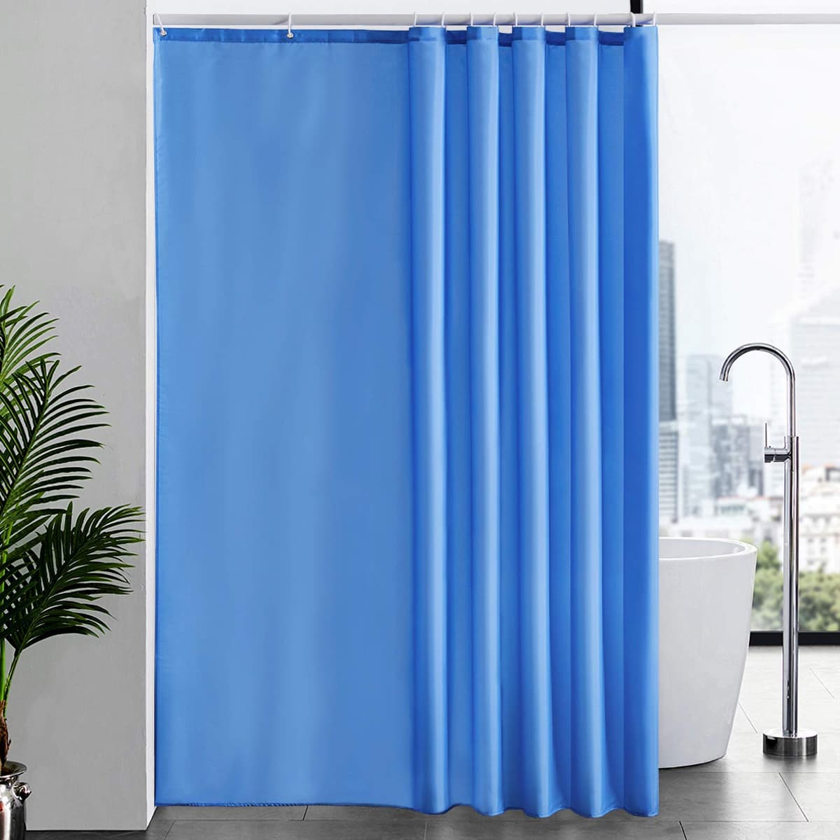 Furlinic Navy Shower Curtain Anti Mould Resistant Waterproof Bathroom Curtains Washable Polyester Fabric 90x180cm with Weight Tape for Bath Wet Room 35x72 Inch. — view 118