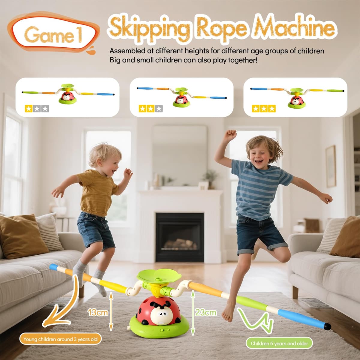 RoserRose 5 in 1 Kids Outdoor Games, Rocket Toy, Musical Jump, Throwing Game, Dodge and Jump, Garden Toys with Remote Control, Outdoor Games for Children 3 4 5 6 7 8 Years Old — view 2