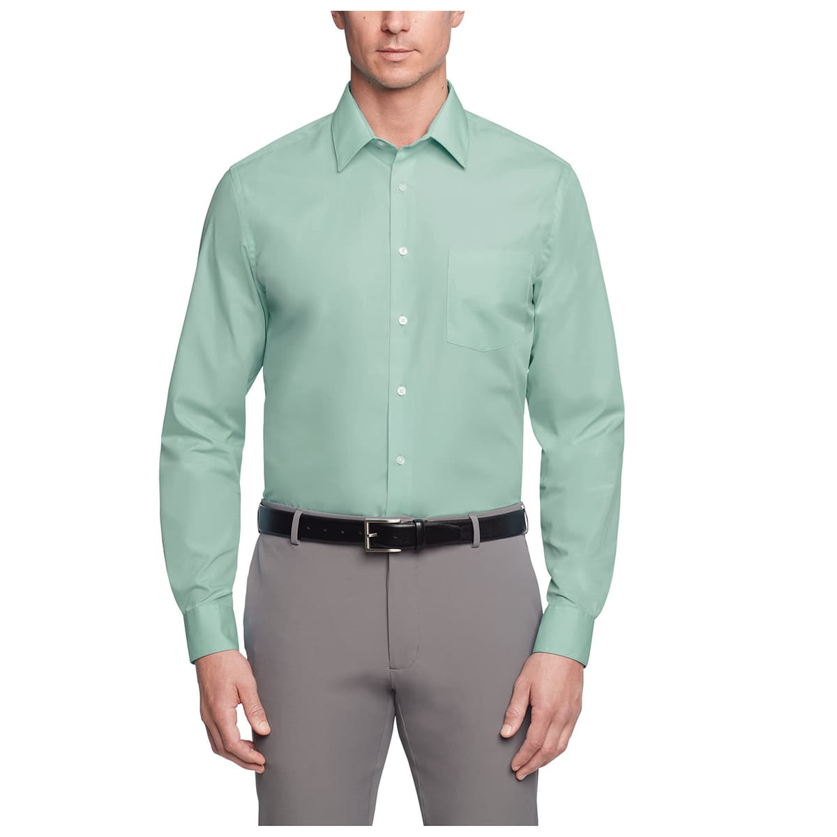 Van Heusen Mens Dress Shirt Regular Fit Poplin SolidDress Shirt — view 20