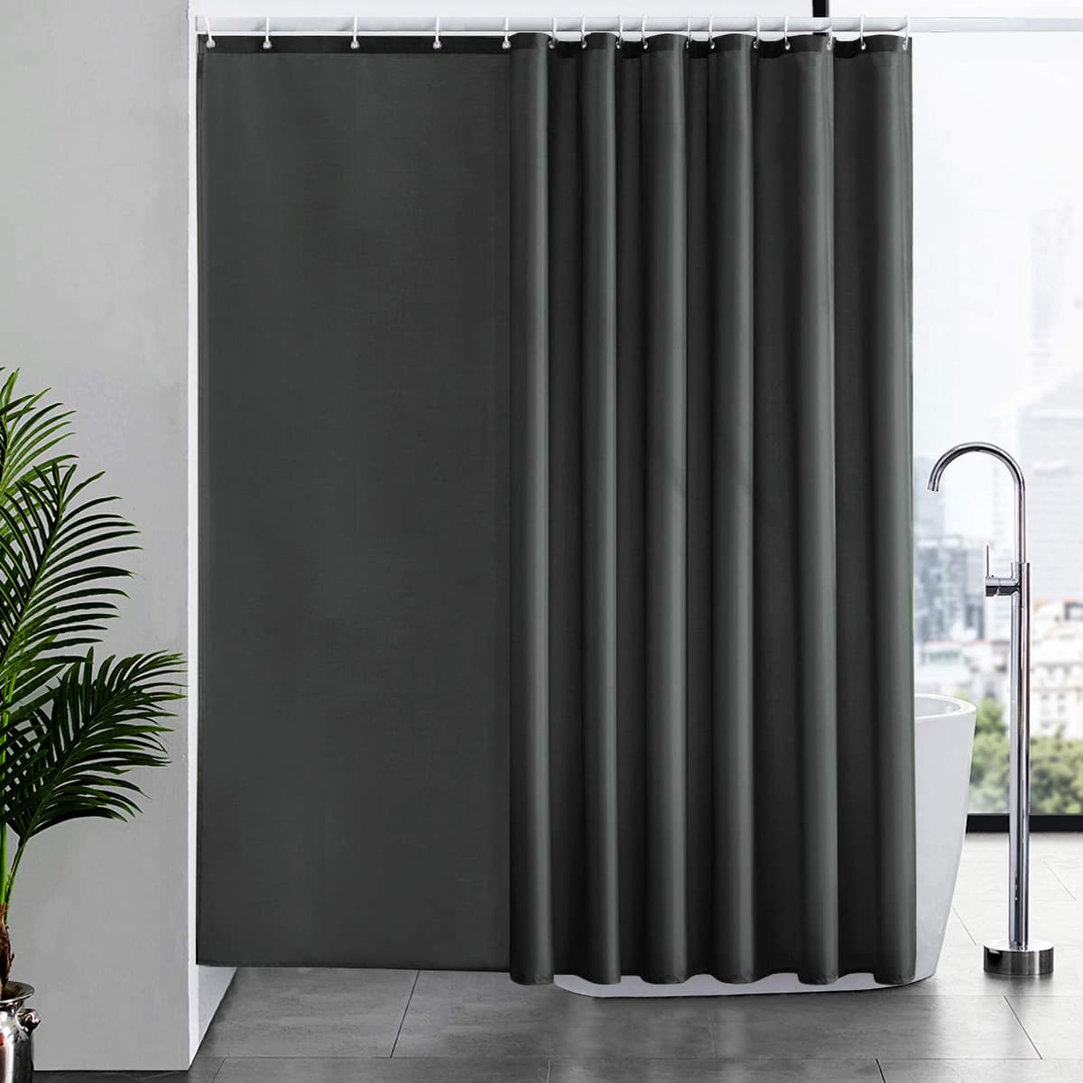 Furlinic Cortina Ducha 200x200cm Antimoho Impermeable Lavable Blanco Tela Poliéster Grandes Cortinas de Baño con 12 Aros de Cortina Ducha. — view 80