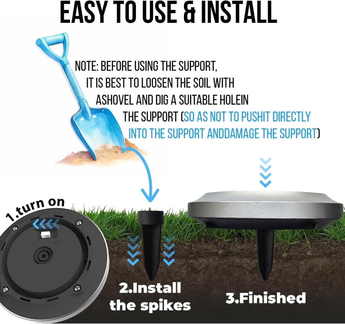 ZFITEI 8 Pack Solar Ground Lights Outdoor,8 LED Solar Garden Lights with 600mAh Battery & 8H Runtime for Lawn,Pathway（Warm White ） — view 5