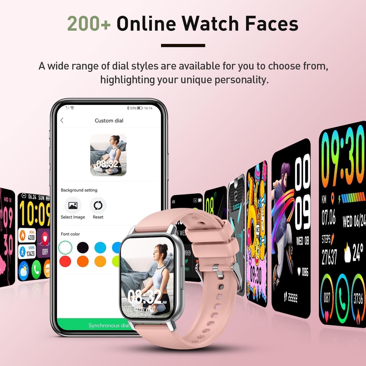 Cillso Smart Watch for Men Women, 1.85" Fitness Watch with Bluetooth 5.3 Call, Smartwatch with Heart Rate/Sleep Monitor, 110+ Sports Modes, IP68 Waterproof Activity Tracker for Android iOS, Pink — view 5