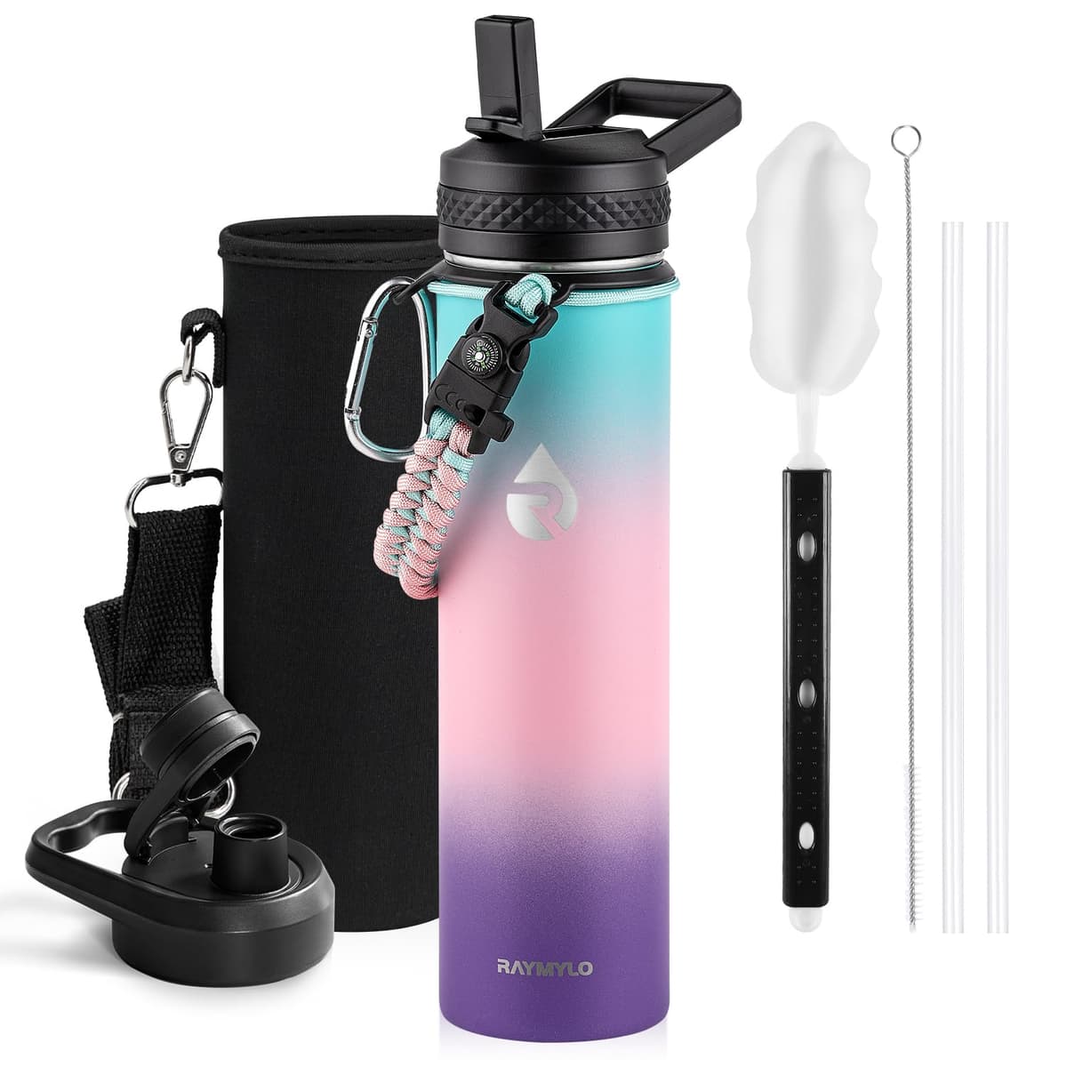 RAYMYLO One Gallon Water Bottle Insulated, Triple Walled Vacuum Stainless Steel (Cold for 48 Hrs), Leak Proof & Non-BPA, Large Water Flask Jug with Paracord Handle & Straw Spout Lids — view 79