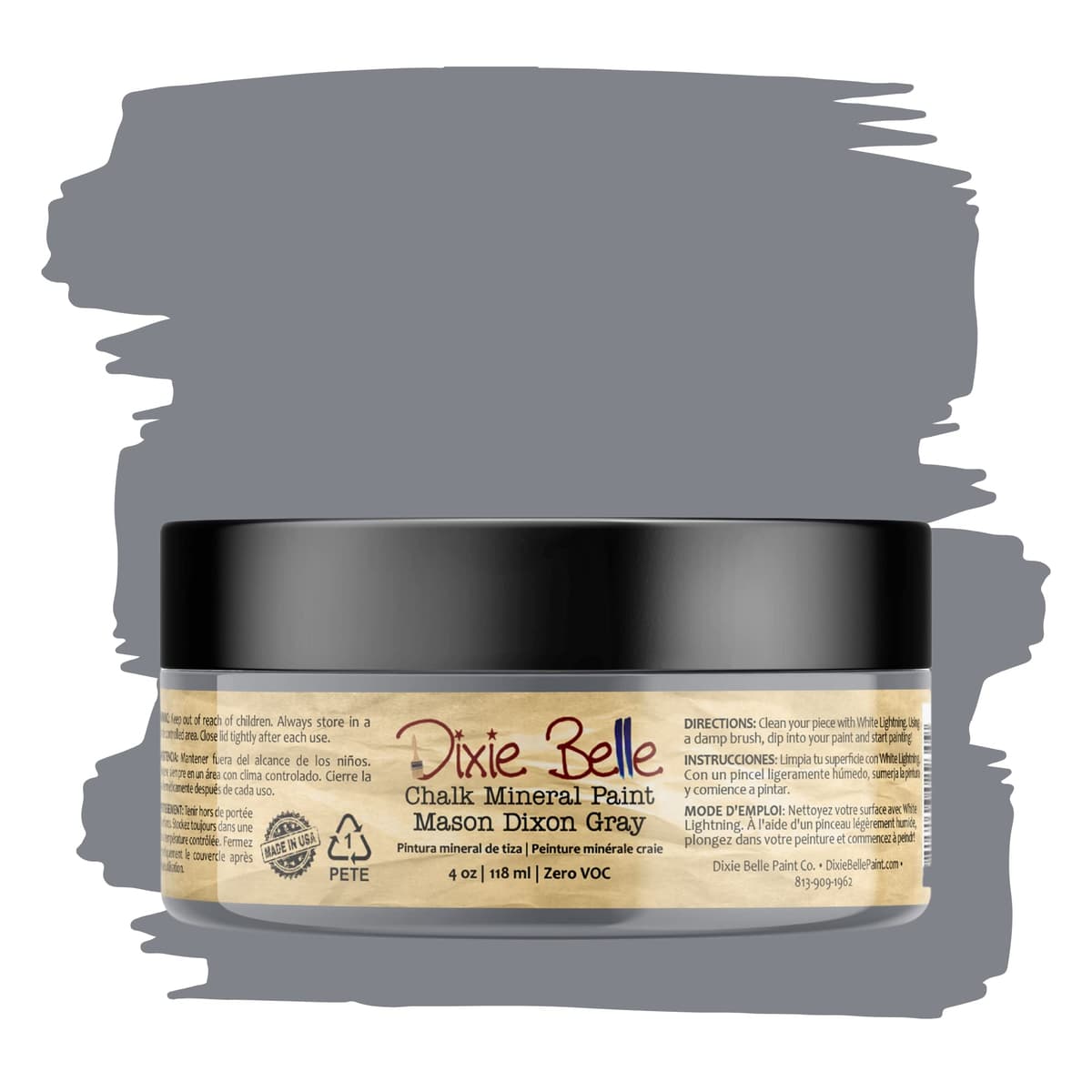 Dixie Belle Paint Company Chalk Finish Furniture Paint - Caviar (32oz) - Matte Black Chic Chalk Mineral DIY Furniture Paint — view 333
