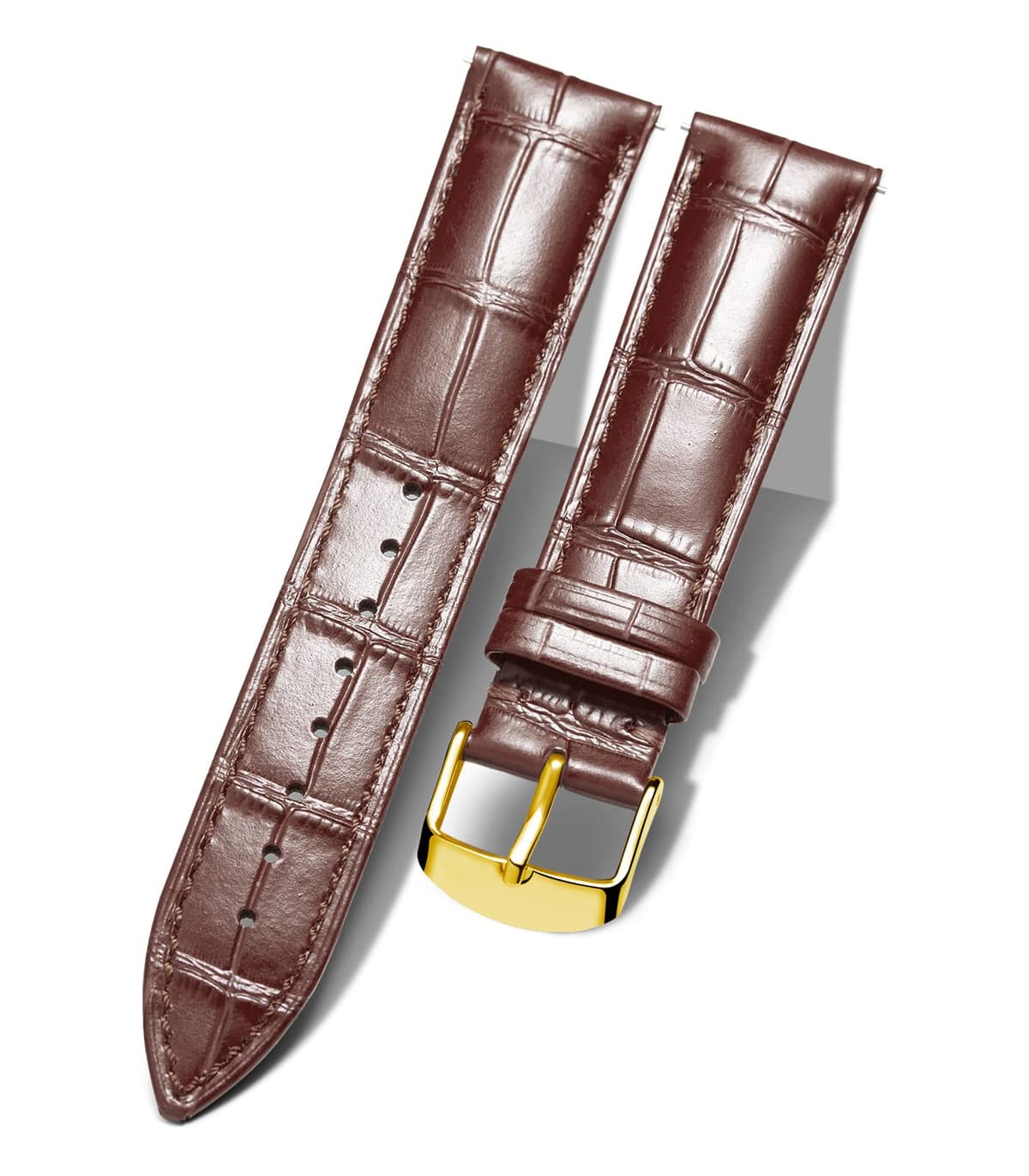 BINLUN Quick Release Leather Watch Straps Replacement Watch Bands Smart Watch Strap Crocodile Pattern in 10 Colors 13 Sizes with Silver/Gold/Rose-Gold Buckle for Men Women(10mm-24mm)