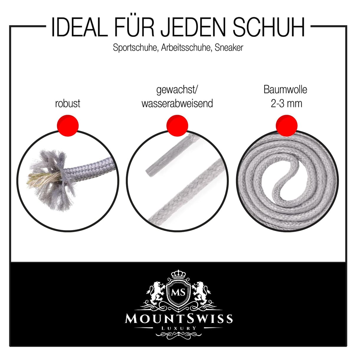 Cordones Mount Swiss© Luxury encerados y redondos para zapatos de traje y de piel, 2 - 3 mm de diámetro, 45 - 120 cm de longitud — view 2