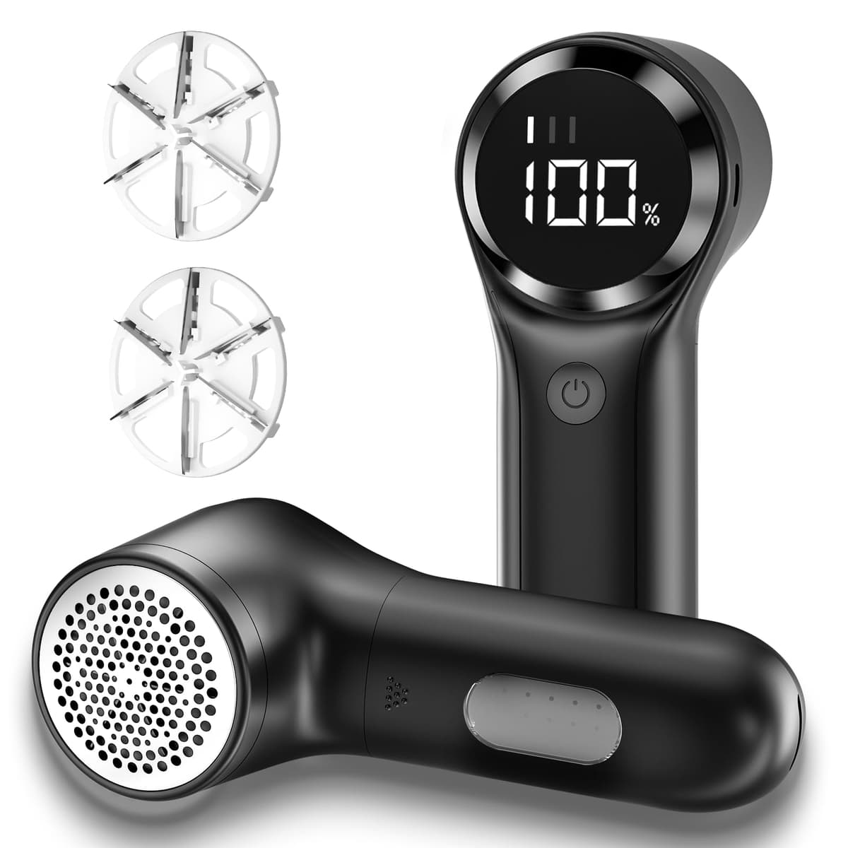 Rechargeable Lint Remover, Bobble Remover for Clothes, 3 Speeds Adjustable Fabric Shaver, LED Display Bobble Remover for Clothes, Lint Shaver for Various Fabrics, Black