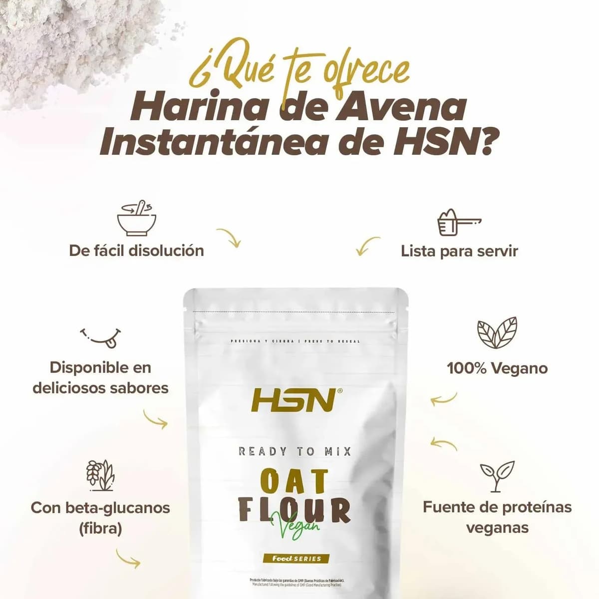 HSN Harina de Avena de Sabores Instantánea en Polvo | Sin Sabor 3Kg = 60 Tomas por Envase | Sin Azúcares Añadidos | Ideal Tortitas de Avena, Batidos de Proteínas | No-GMO, Vegano — view 3