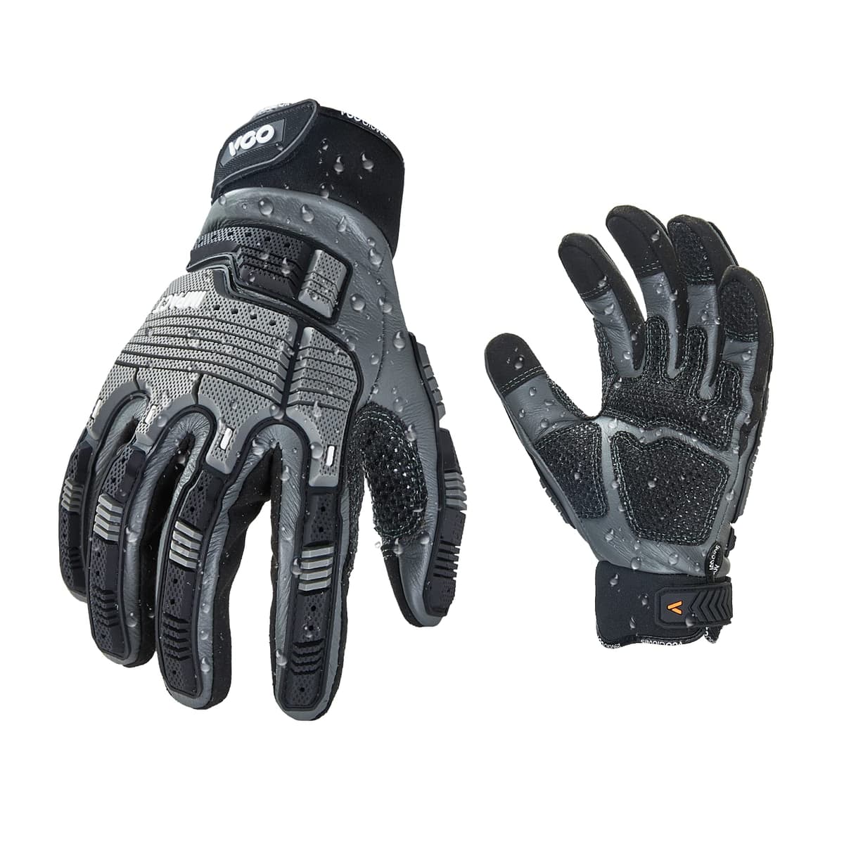 Vgo... Work Gloves Men Touchscreen in Cowhide Palm, Heavy Duty Gloves Anti Impact Utility for Warehouse Mechanics Carpenter Trucker, 1 pair(L)
