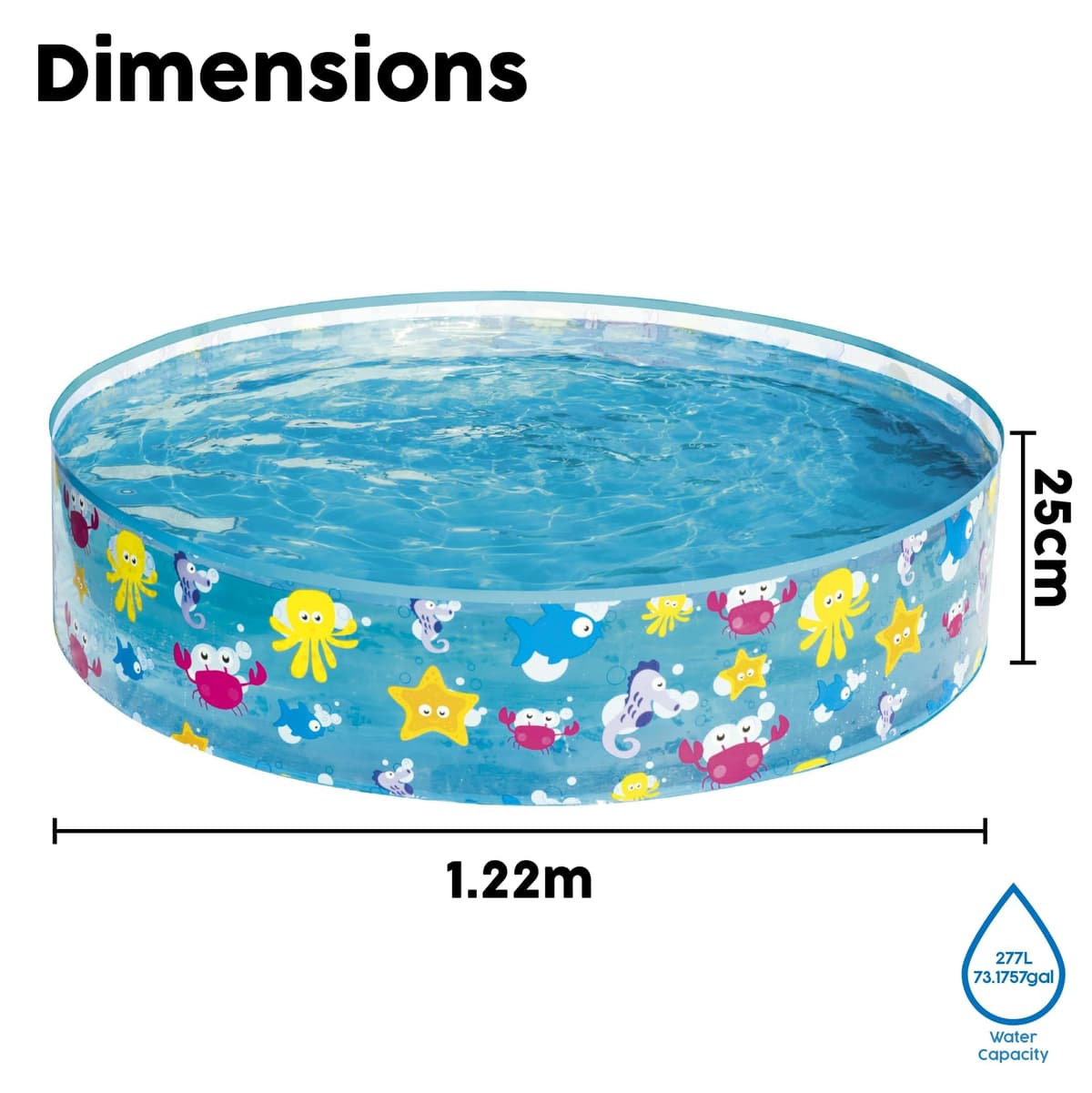 Bestway Sea Creature Paddling Pool Kiddie Swimming Pool, Inflatable Above Ground Pool, Outdoor Garden Pool, Blue, 48 x 10 Inch — view 6