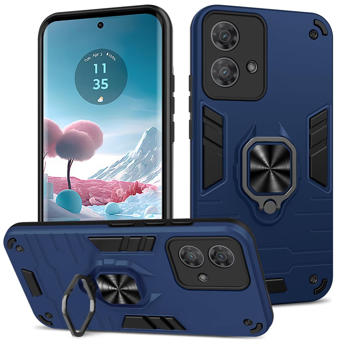 Funda para CMF Phone 2 Pro, Carcasa Antigolpes con Soporte anular metálico, Case Protectora de Grado Militar, Negro — view 470