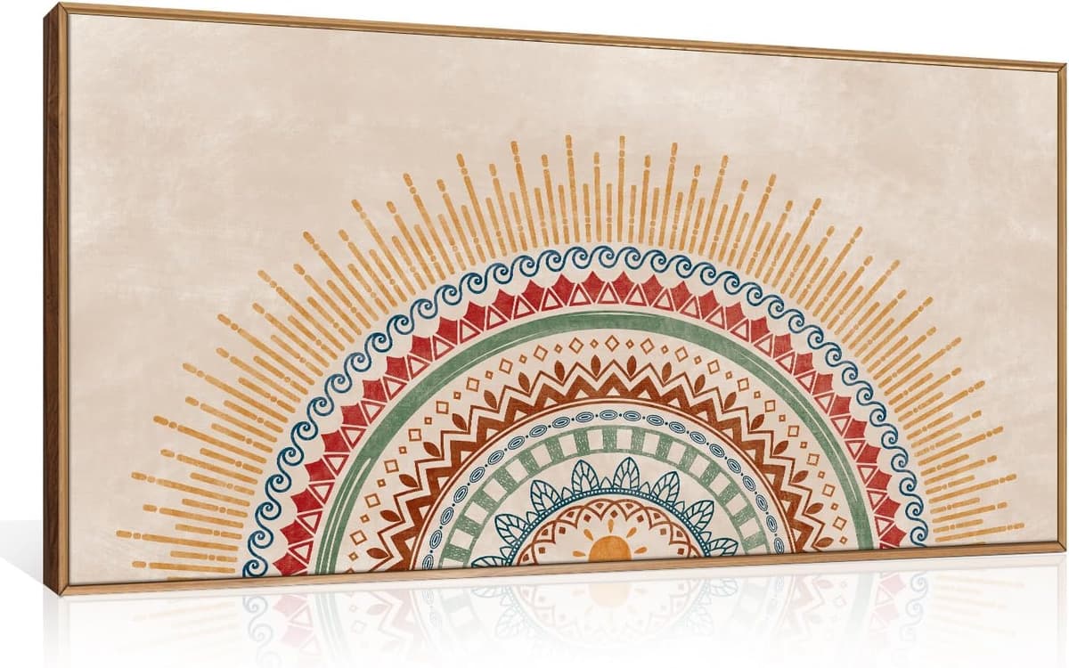 TOARTi Boho Framed Canvas Wall Art Prints, Set of 3 Mid Century Modern Wall Decor, Nature Plants Desert Sun Art Paintings, Bohemian Artwork for Living Room, Bedroom, Dining Room, Office - 12x16 x3 — view 17
