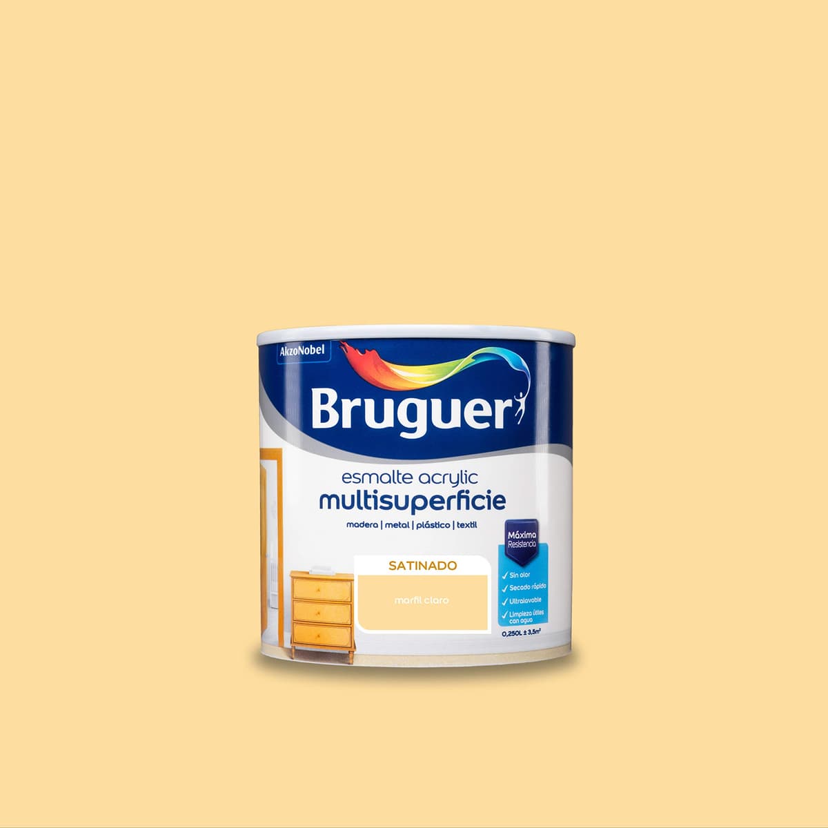 Bruguer Acrylic Multisuperficie Esmalte al agua Satinado - Pintura 750 mL, Blanco Permanente — view 63