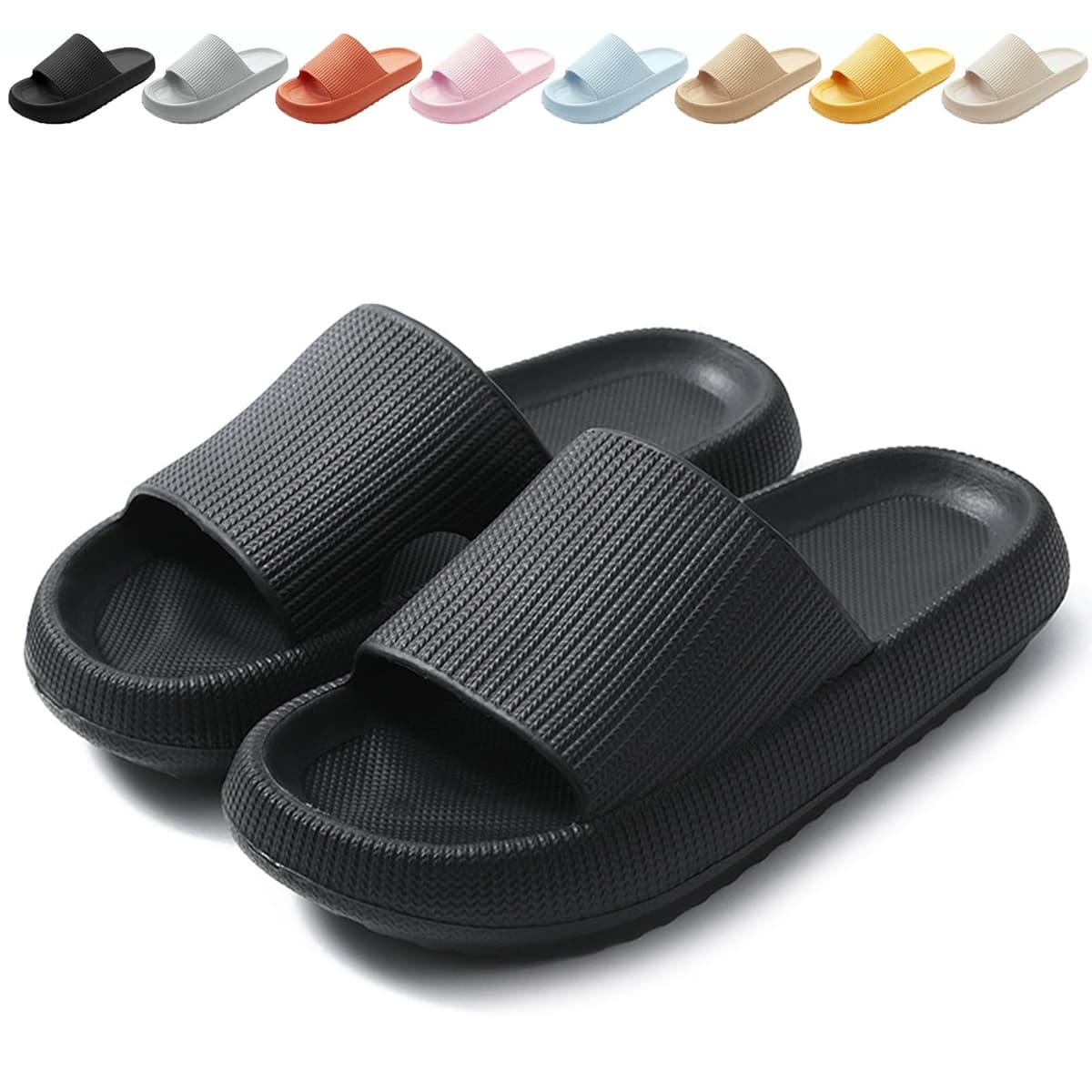 BHFRGAS Sliders Cloud Slippers Women Men，Non-Slip Mens Womens Slippers Cloud Sliders，Soft Flip Flops with Thick Sole for Shower Bathroom Pool Beach — view 12