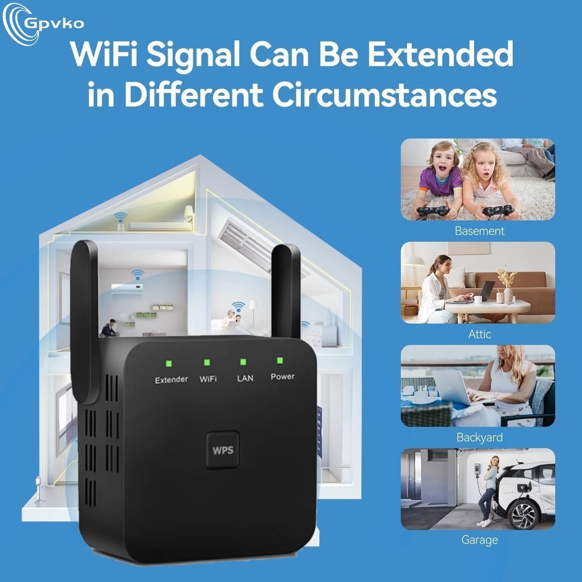 2026 WiFi Extender, WiFi Booster, WiFi Repeater, Covers Up to 9800 Sq.ft and 50 Devices, Internet Booster - with Ethernet Port, Quick Setup, Home Wireless Signal Booster（Black） — view 4