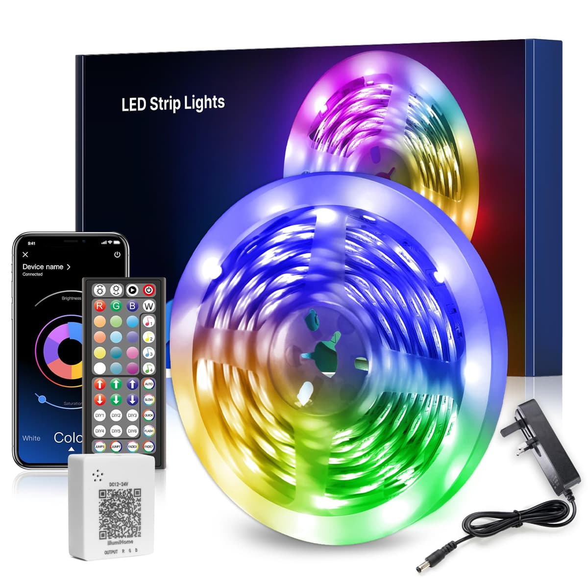 Nexillumi 10M LED Strip Lights, Smart Bluetooth Light Strips with App & Remote, Colour Changing LED Tape Lights, Music Sync Dimmable RGB Lighting for Bedroom, Living Room, Kitchen, Ceiling & Party